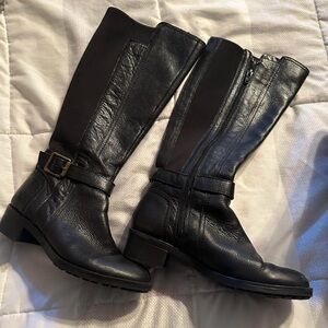Naturalizer Black Leather Heeled Boots
